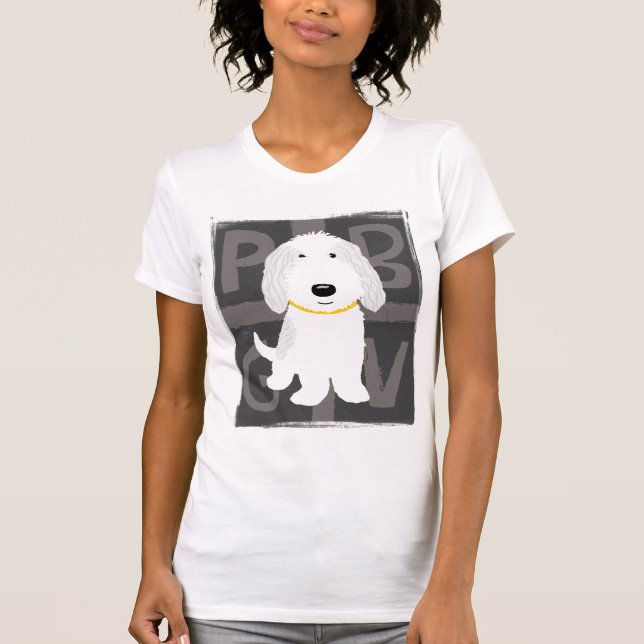 Camiseta Perro de perrito gris y blanco lindo del dibujo (Anverso)