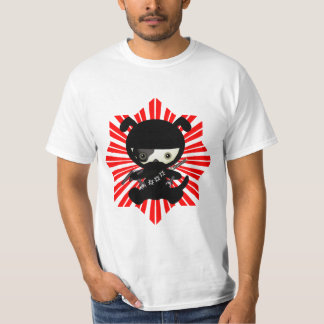 Camiseta Perro de perrito lindo de Kawaii Ninja en rojo