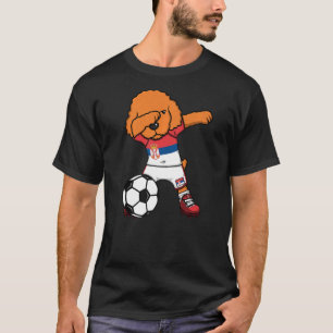 Camiseta Perro de perro caniche de Dabbing Serbia Fans Foot