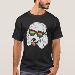 Camiseta Perro de perro de caniche LGBTQ Bandera de arcoíri