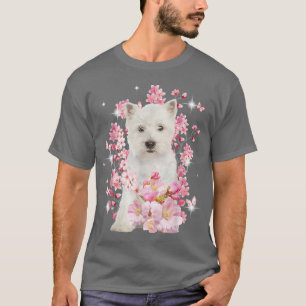 Camiseta Perro de perro occidental cerezo japonés florecimi