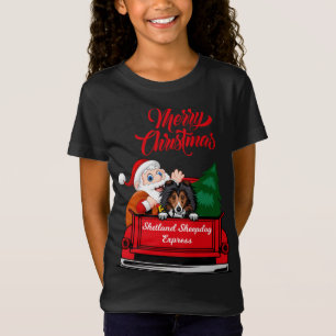 Camiseta Perro De Perro Shetland Sheepdog Con Papá Noel En 