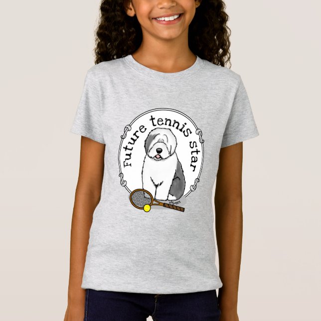 Camiseta Perro de perro viejo inglés de tenis (gris 1) (Anverso)