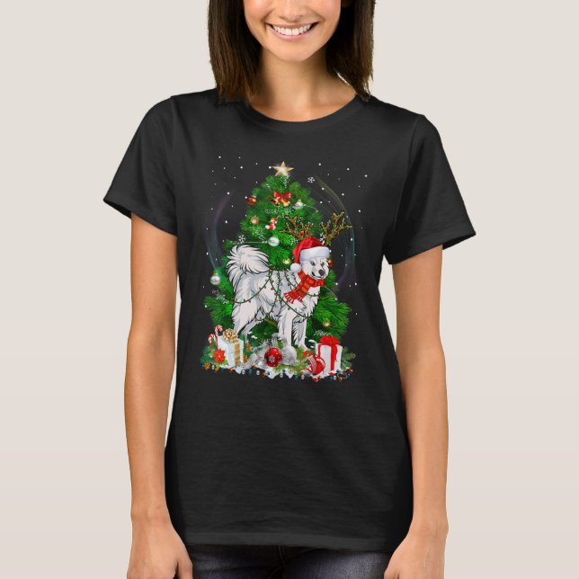 Camiseta Perro de pijama de luces de árbol de Navidad Samoy (Anverso)