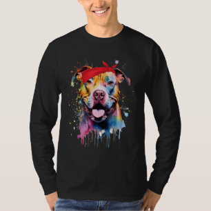 Camiseta Perro de Pit bull Terrier Colorido Amor r para Pap