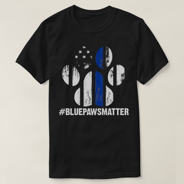 Camiseta Perro de policía canino delgado línea azul K9 (Diseño del anverso)