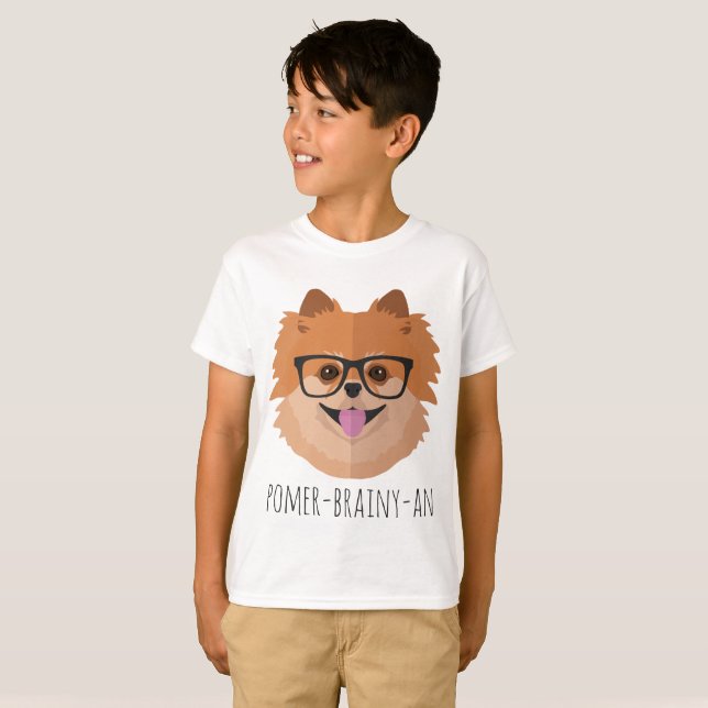 Camiseta Perro de Pomeranian en vidrios del empollón el | (Anverso completo)