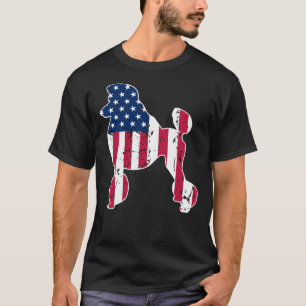 Camiseta Perro De Poodle Ama La Bandera Estadounidense El R