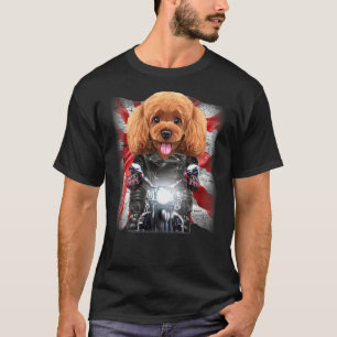Camiseta Perro De Poodle De Juguete Patriot En Motocicleta 