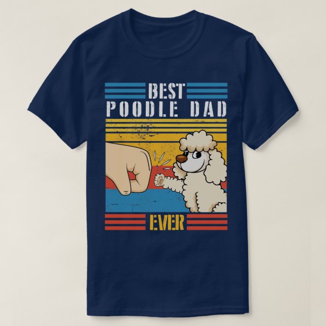 Camiseta Perro De Poodle Y Papi Manos A La Mano Del Mejor P (Diseño del anverso)