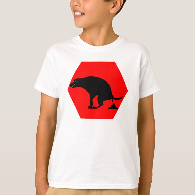 Camiseta Perro de Pooping de advertencia (Anverso)