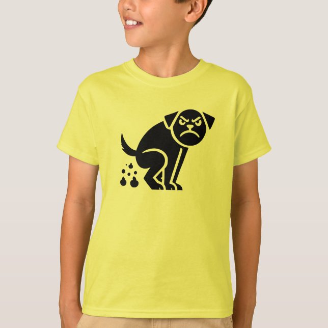 Camiseta Perro de Pooping enojado (Anverso)