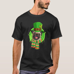 Camiseta Perro De Pug Afortunado Para El Día De St Patricks