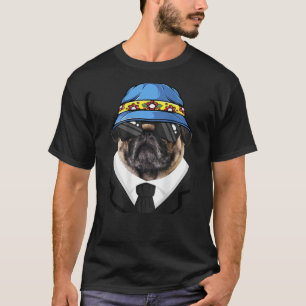 Camiseta Perro De Pug Con Canales De Traje Gorra De Cubo -