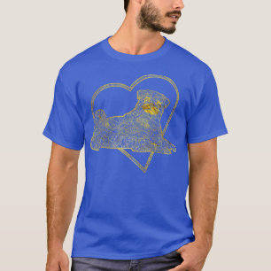 Camiseta Perro de pug en patrón decorativo de oro
