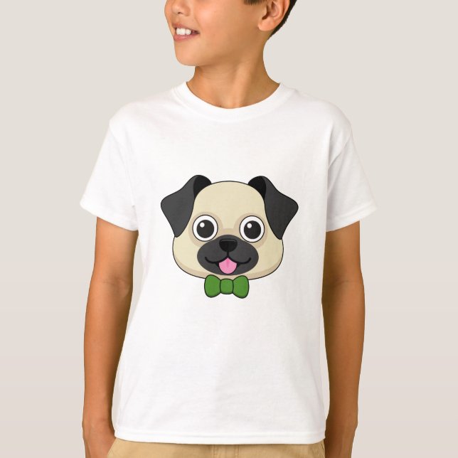 Camiseta Perro de pug feliz lindo con papillón (Anverso)
