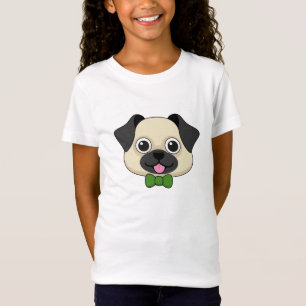 Camiseta Perro de pug feliz lindo con papillón