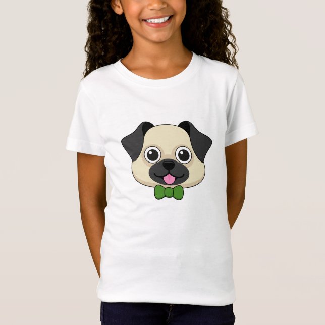 Camiseta Perro de pug feliz lindo con papillón (Anverso)