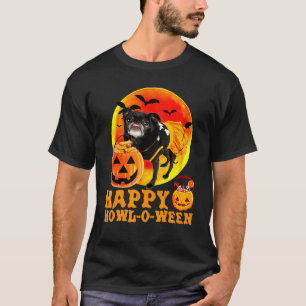 Camiseta Perro De Pug Negro Sticendo La Lengua Con Una Jack