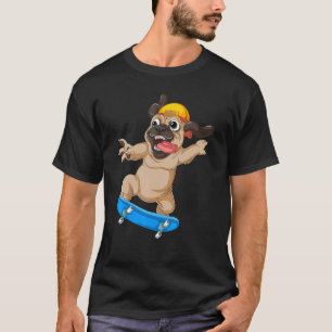 Camiseta Perro De Pug Patineta Skater Patinando