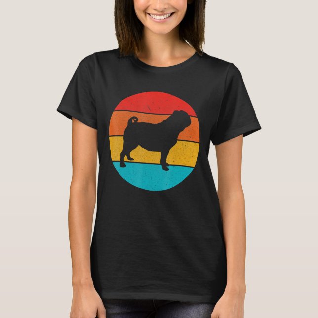 Camiseta Perro de pug retro de estilo 70 (Anverso)