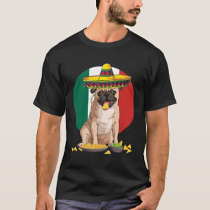 Camiseta Perro de Pug y Bandera De Sombrero En México Cinco