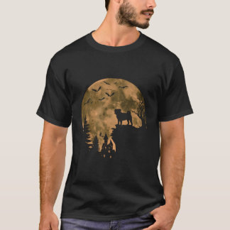 Camiseta Perro de pug y luna de Halloween vestuario de perr