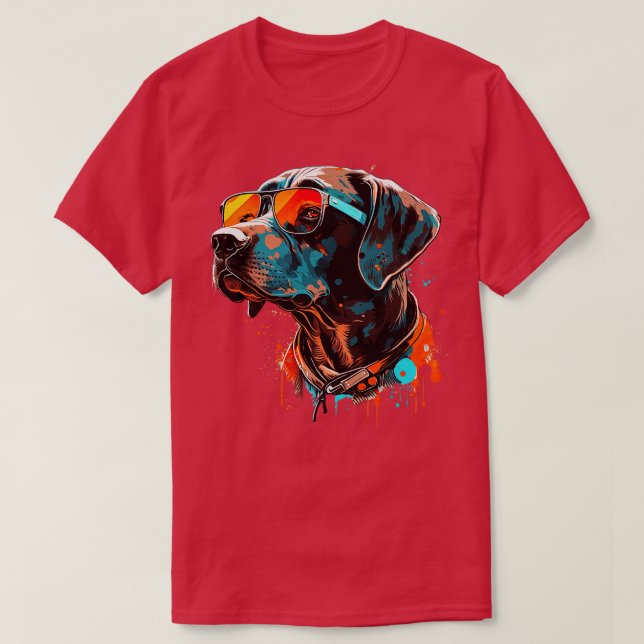 Camiseta Perro de puntero con gafas de sol 5 (Diseño del anverso)