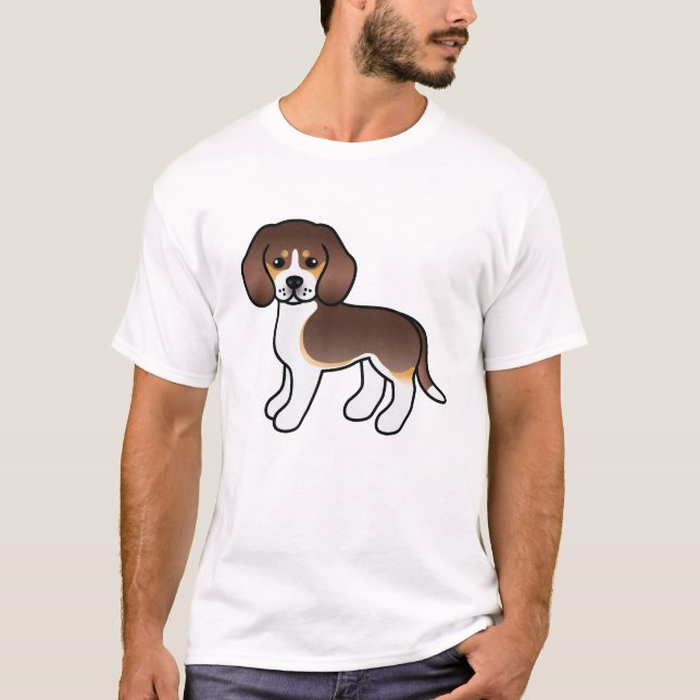 Camiseta Perro De Raza Beagle De Dibujos Animados Lindo Tri (Anverso)