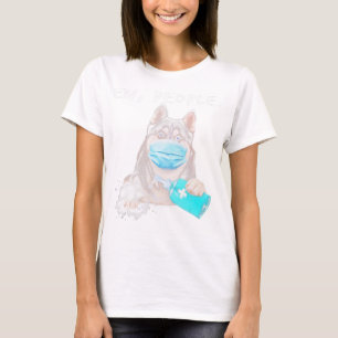 Camiseta Perro de recién casados con mascarilla en la cara