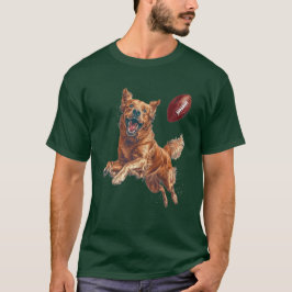 Camiseta Perro de recuperación de oro lindo jugando al fútb