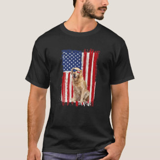 Camiseta Perro de recuperación dorada Bandera estadounidens