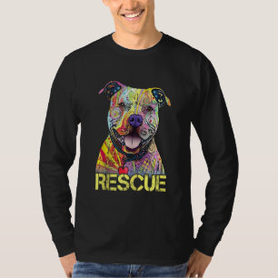 Camiseta Perro de rescate colorido Perro de Pitbull Adopta