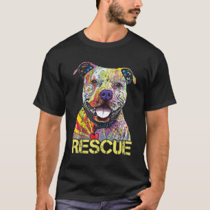 Camiseta Perro de rescate colorido Perro de Pitbull Adopta