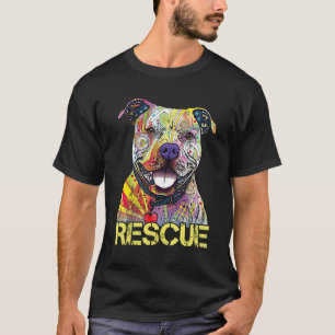 Camiseta Perro de rescate colorido Perro de Pitbull Adopta