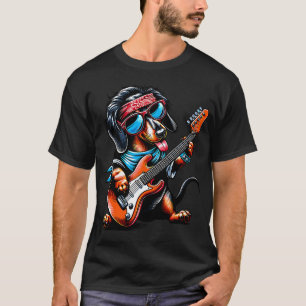 Camiseta Perro de roca tocando la guitarra, divertido dachs