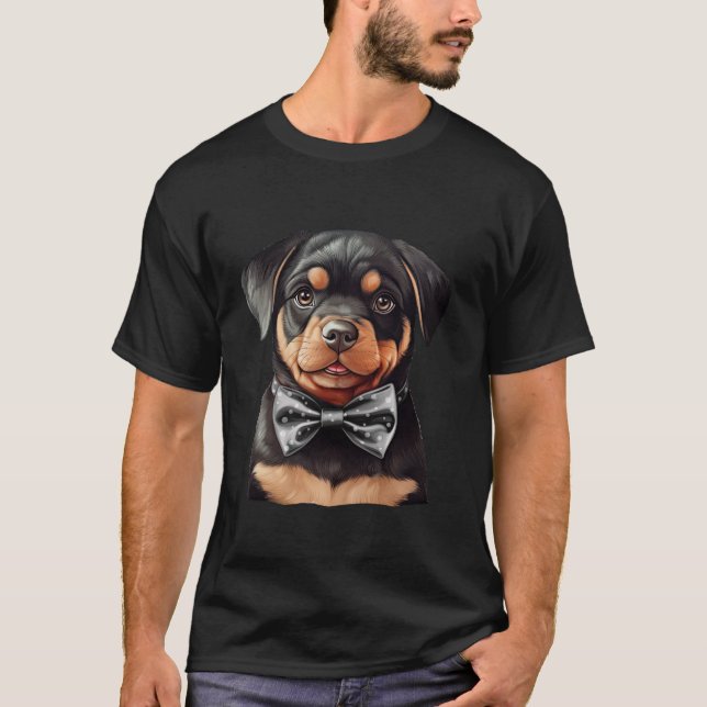 Camiseta Perro de Rottweiler con corbata de remolque de cue (Anverso)