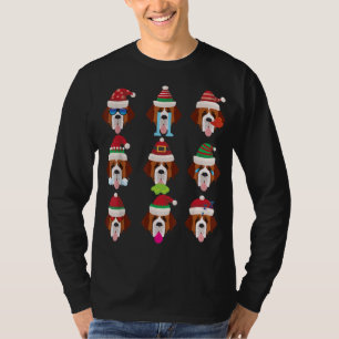 Camiseta Perro de SAINT BERNARD Faces Santa Costume Xmas