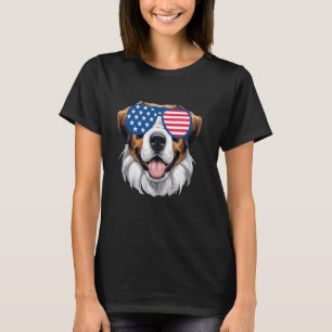 Camiseta Perro de San Bernardo Bandera estadounidense Patri