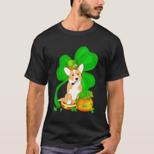 Camiseta Perro de San Patricio Corgi Trébol