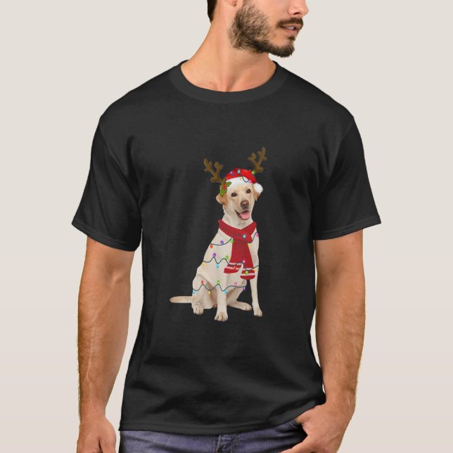 Camiseta Perro de Santa Amarilla Labrador Gorge de reno (Anverso)