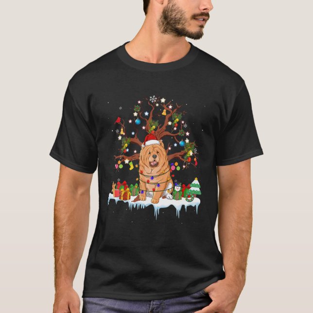 Camiseta Perro de Santa Chow vestido con Navidades Gorra Li (Anverso)