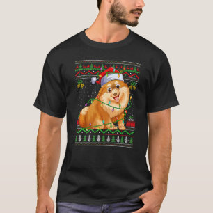 Camiseta Perro de Santa Pomerania al estilo dulce navideño
