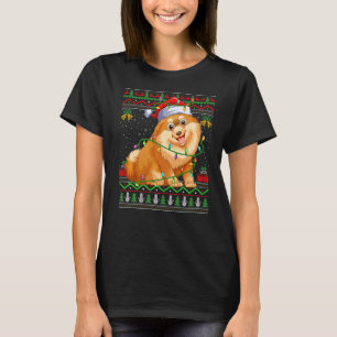 Camiseta Perro de Santa Pomerania al estilo dulce navideño