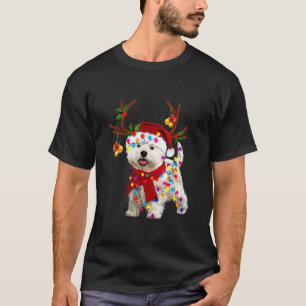 Camiseta Perro de Santa Westie magnífico reno Navidades lig