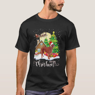 Camiseta Perro de Setter Irlandés Feliz Navidad Perro amant