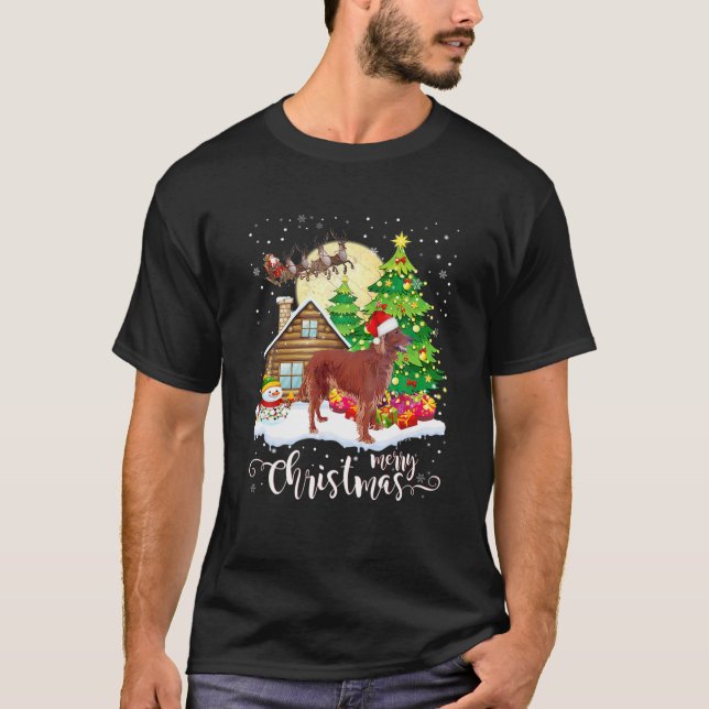 Camiseta Perro de Setter Irlandés Feliz Navidad Perro amant (Anverso)