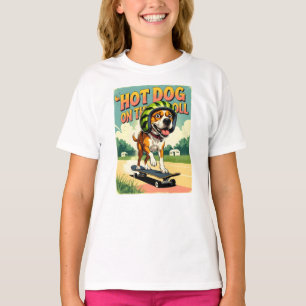 Camiseta Perro de skateboard verano divertido retro playa 