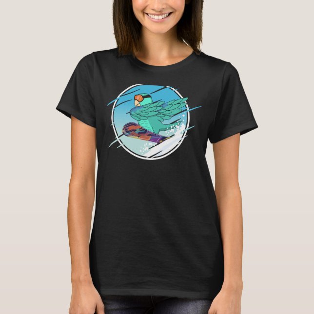 Camiseta Perro de Snowboard Dabbing I Turquoise Parrotlet (Anverso)