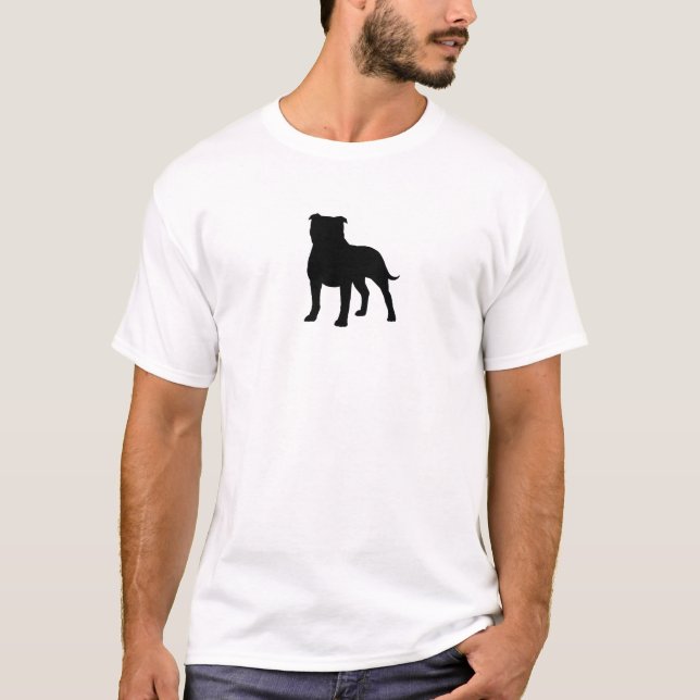 Camiseta Perro de Staffy de la silueta de Staffordshire (Anverso)